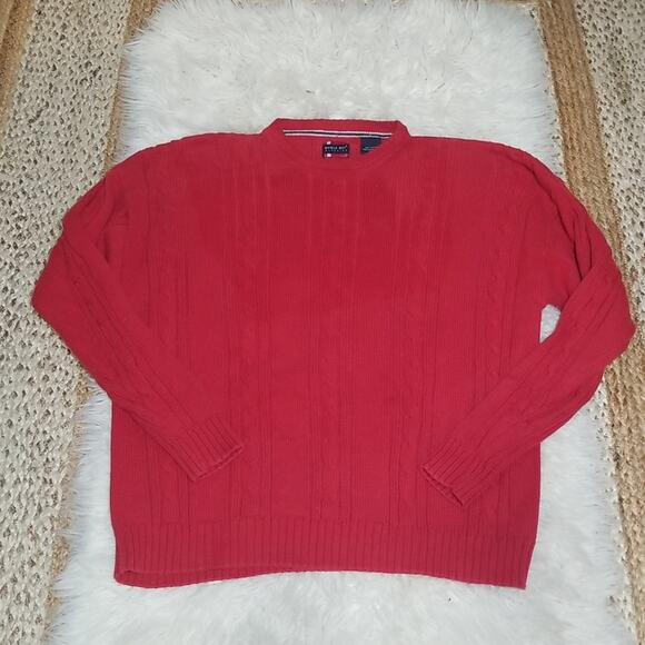 Vintage Bugle Boy Red Cable Knit Crewneck Sweater - Picture 1 of 6